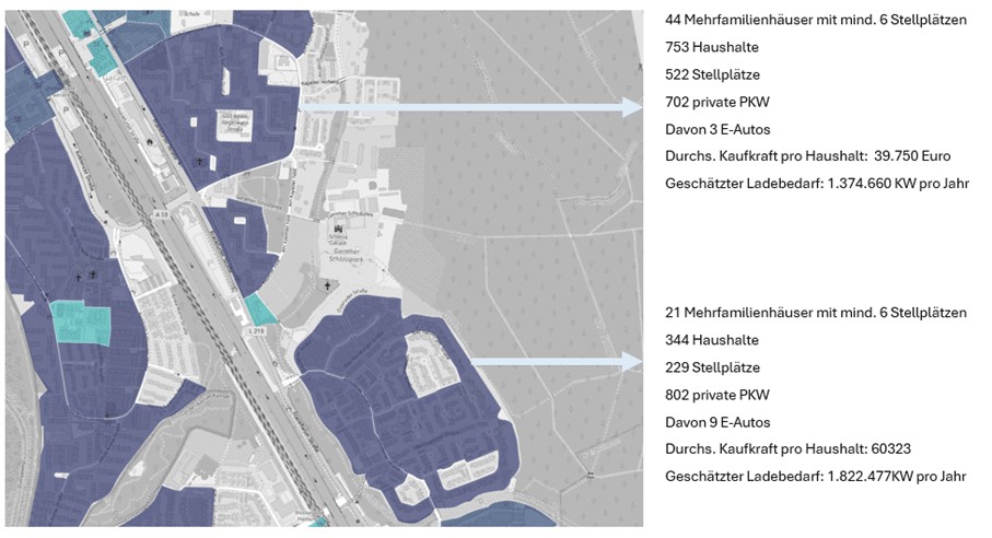 Kartenausschnitt: Einzelne Quartiere Kartenausschnitt: Einzelne Quartiere